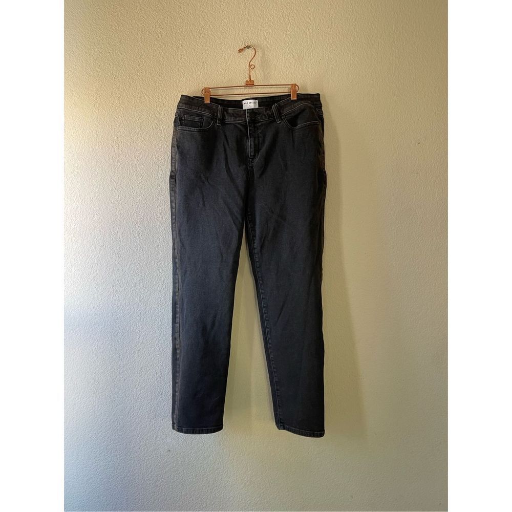 Lane Bryant black with‎ side metallic stripe mid rise skinny size 16